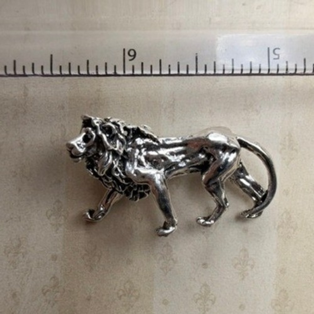 Silver Tone Lion Brooch Rolling Lion Figural Animal Statement Pin
